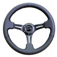 Cargar imagen en el visor de la galería, NRG Reinforced Steering Wheel (350mm / 3in. Deep) Black Leather w/ Black Stitching