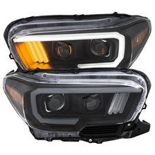 Cargar imagen en el visor de la galería, ANZO 2016-2017 Toyota Tacoma Projector Headlights w/ Plank Style Design Black/Amber w/ DRL