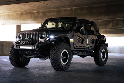 DV8 Offroad Slim Steel Fender Flares w/ LED Lights — Fits 2018-2025 Jeep Wrangler JL