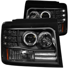 Cargar imagen en el visor de la galería, ANZO 1992-1996 Ford F-150 Projector Headlights w/ Halo Black w/ Side Markers and Parking Lights