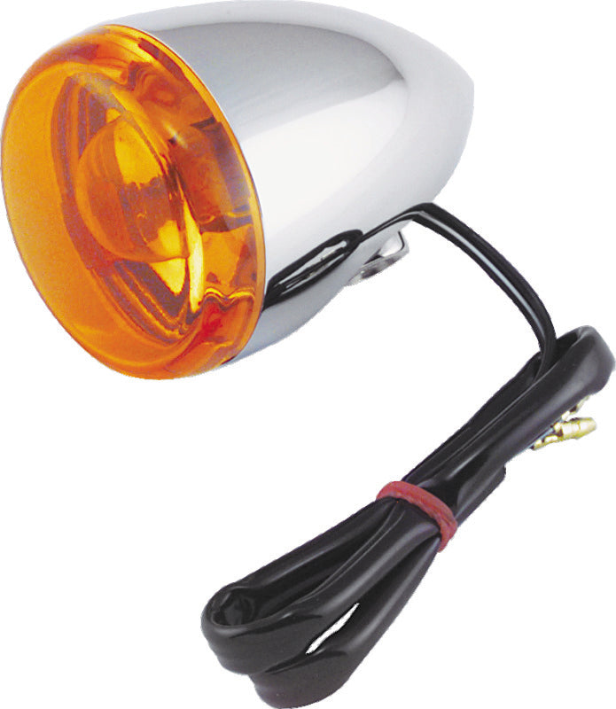 Bikers Choice Chrome Bullet Rear Turn Signal Single Filament Amber Replaces 67104-83 68977-00