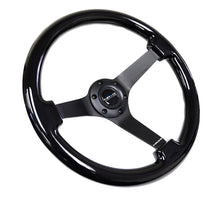 Cargar imagen en el visor de la galería, NRG Reinforced Steering Wheel (350mm / 3in. Deep) Black w/Black Chrome Solid 3-Spoke Center