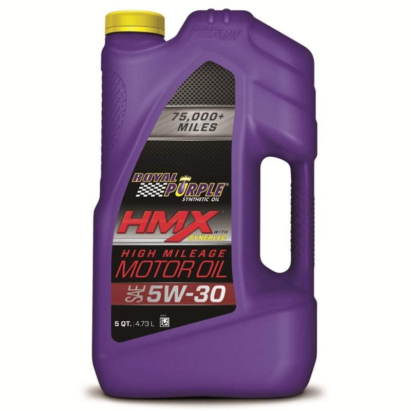 Aceite de motor sintético de alto kilometraje 5W-30 de primera calidad Royal Purple HMX - 5 cuartos