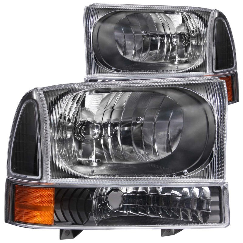 Faros delanteros de cristal ANZO 2000-2004 Ford Excursion negros