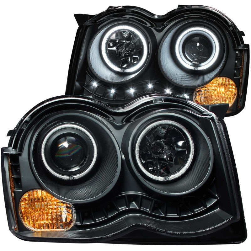 ANZO 2008-2010 Jeep Grand Cherokee Projector Headlights w/ Halo Black (CCFL)