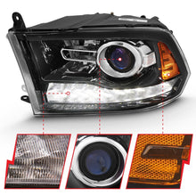 Cargar imagen en el visor de la galería, ANZO 2009-2018 Dodge Ram 1500 Projector Plank Style Switchback H.L Halo Black Amber (OE Style)