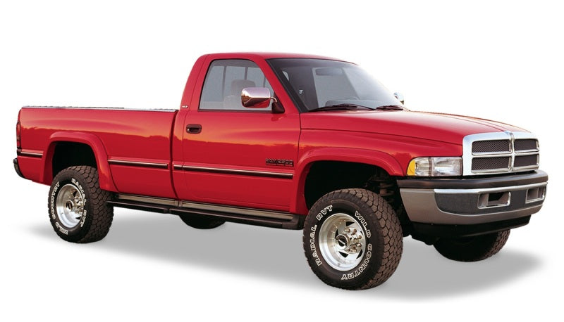 Guardabarros estilo Bushwacker 94-01 Dodge Ram 1500 Fleetside Extend-A-Fender, 4 piezas, 78,0/96,0 pulgadas, caja, color negro