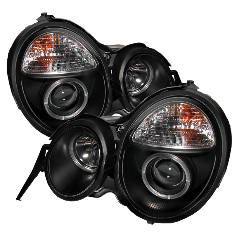 Faros delanteros con proyector LED Halo Blk Spyder Mercedes Benz Clase E 95-99 PRO-YD-MBW21095-HL-BK