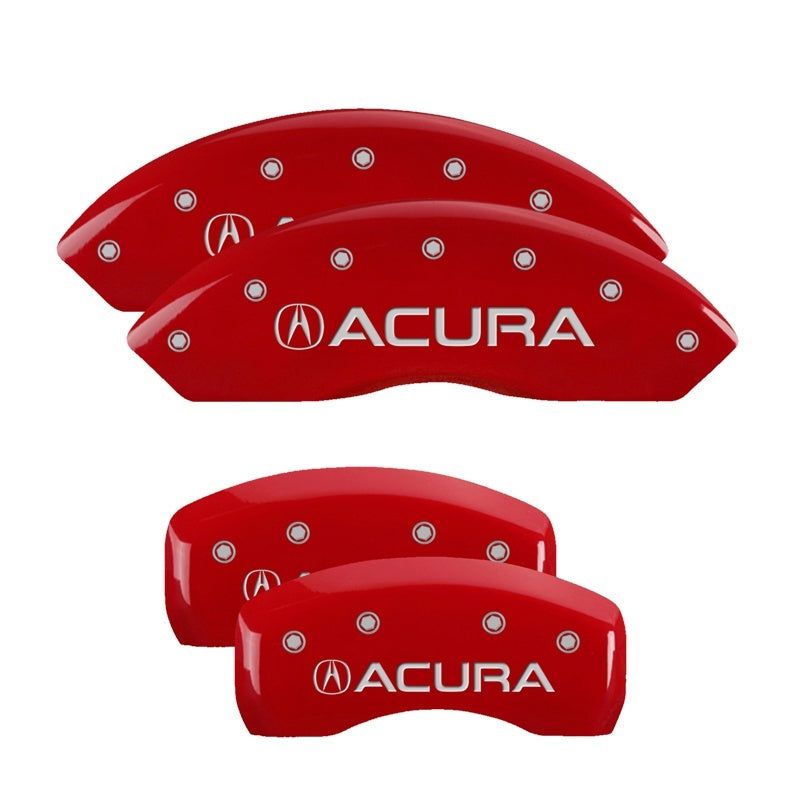 Cubiertas de pinza MGP 4 grabadas delanteras y traseras Acabado Acura Red plateado ch