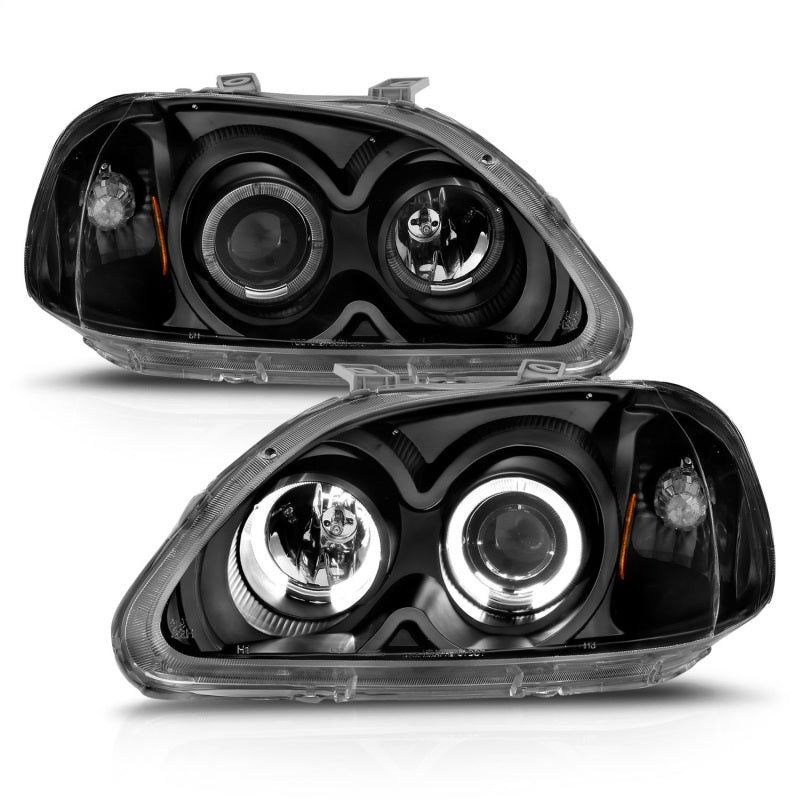 Faros delanteros con proyector ANZO 1996-1998 Honda Civic con Halo negro