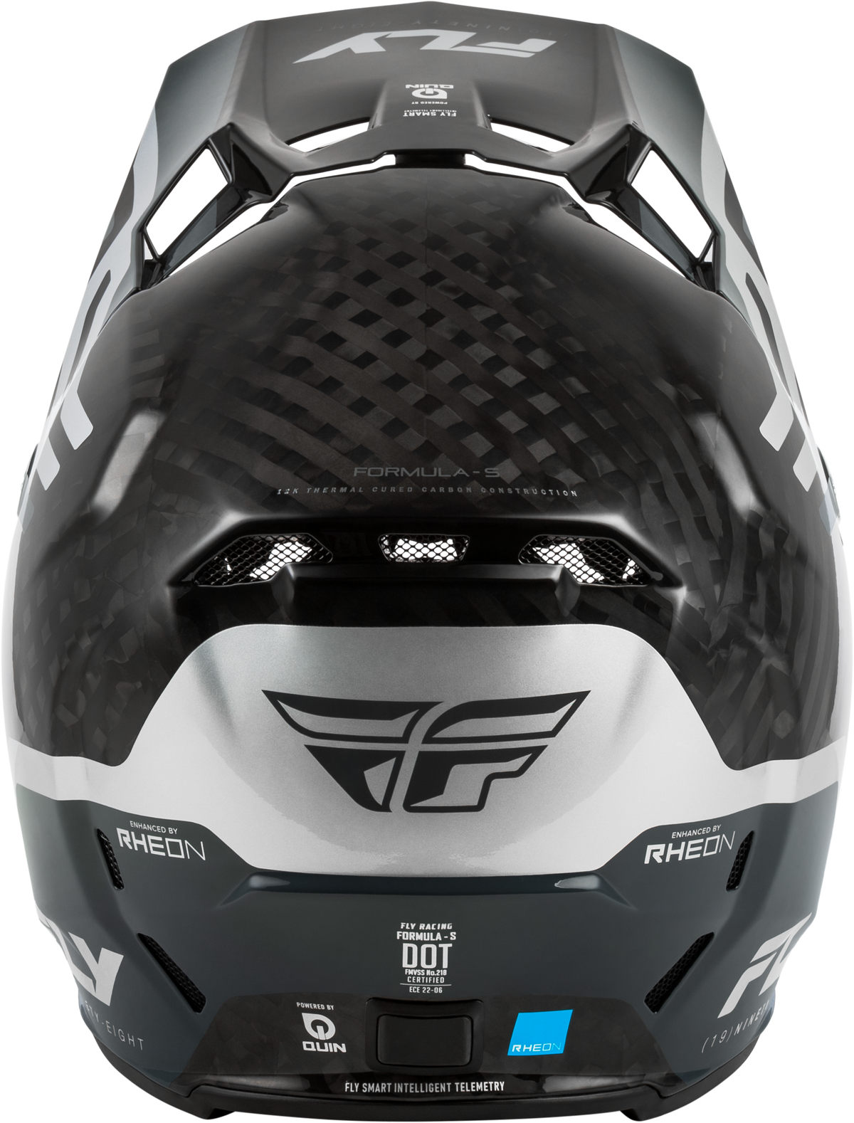 Fly Racing Formula S Carbon Byte Helmet Black Carbon/Grey/Silver 2X (73-44502X)