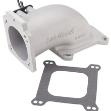 Cargar imagen en el visor de la galería, Edelbrock Low Profile Intake Elbow 90mm Throttle Body to Square-Bore Flange As-Cast Finish