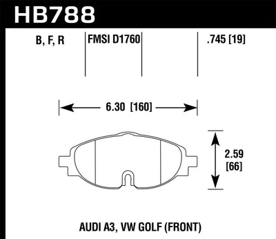 Hawk HPS Street Front Brake Pads — Fits 2015-2018 Audi A3/VW Golf/GTI