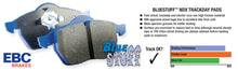 Load image into Gallery viewer, EBC 98-02 Chevrolet Camaro (4th Gen) 3.8 Bluestuff Front Brake Pads