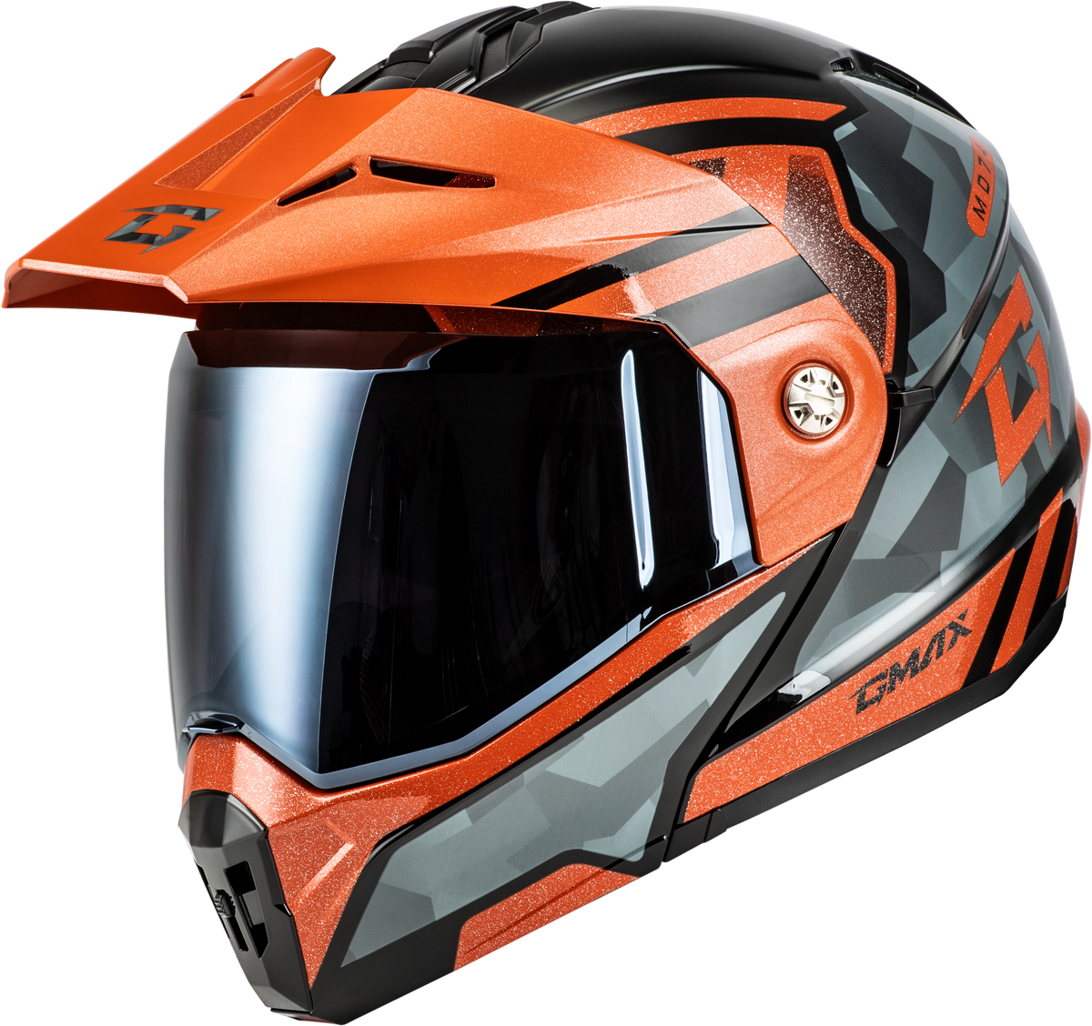 GMAX MD-74 Striker Modular Helmet w SMK Shield BLK/GRY/or Mtlc MD (M17411255)