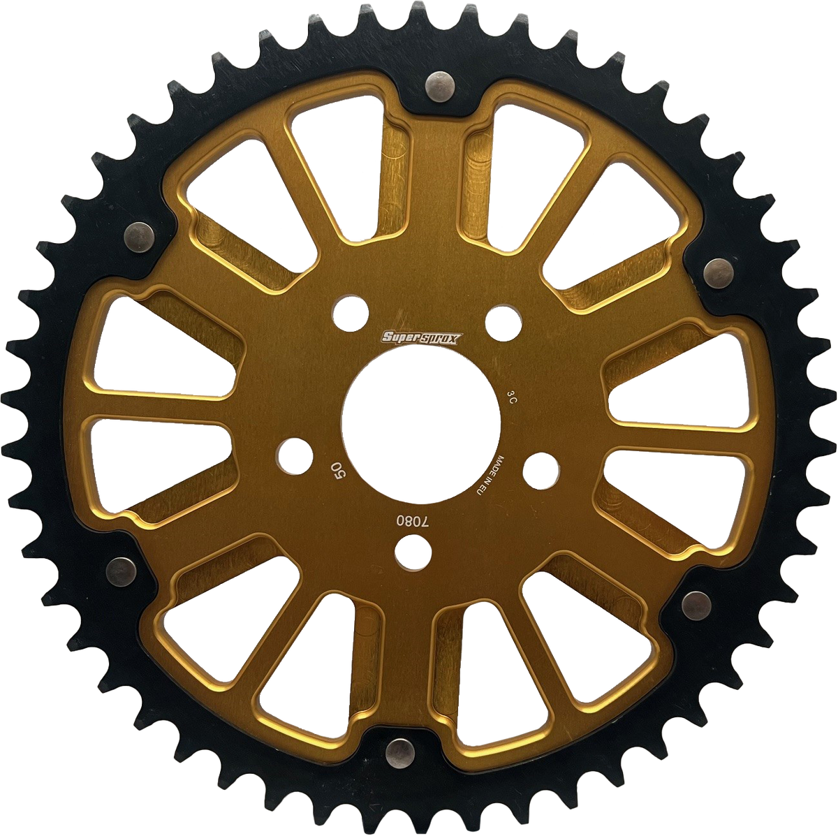 Supersprox Stealth 49T Rear Sprocket GLD Alum CAR BLK Steel Teeth (RST-7080:49-GLD)