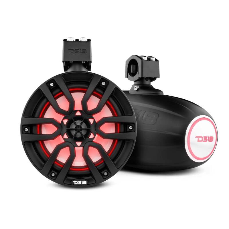 DS18 Marine And Powersports Towers 8in 125 Watts RMS RGB LED Lights Red (NXL-X8TP/BK)