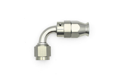 DeatschWerks 6AN Female Swivel 90-Degree Hose End — PTFE Fuel System Fitting