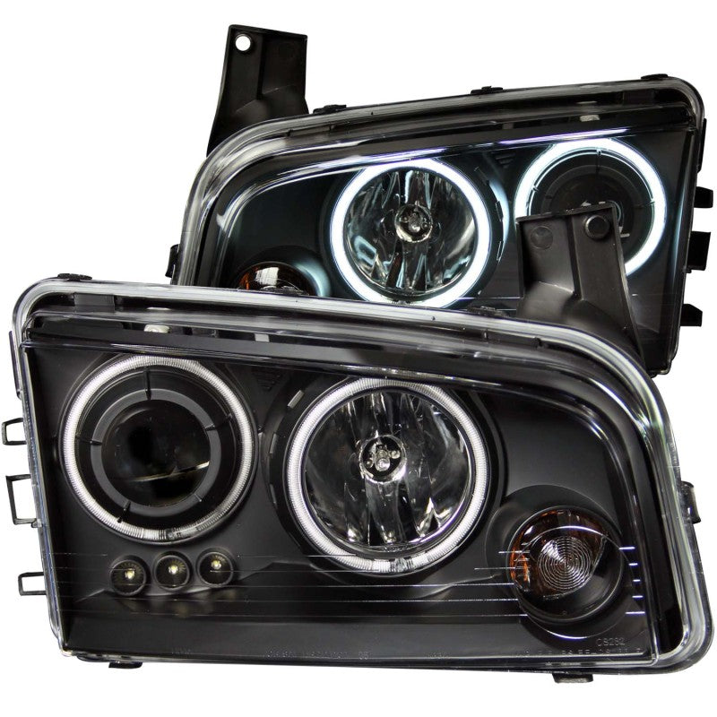 Faros delanteros con proyector ANZO 2006-2010 Dodge Charger con Halo cromado (CCFL)