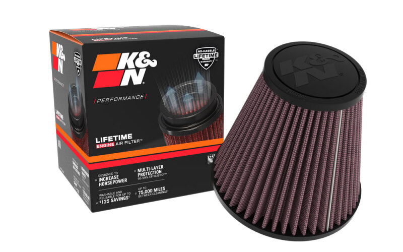 K&N Universal Clamp-On Air Filter 6in Base x 3.5in Top x 6.3125in H