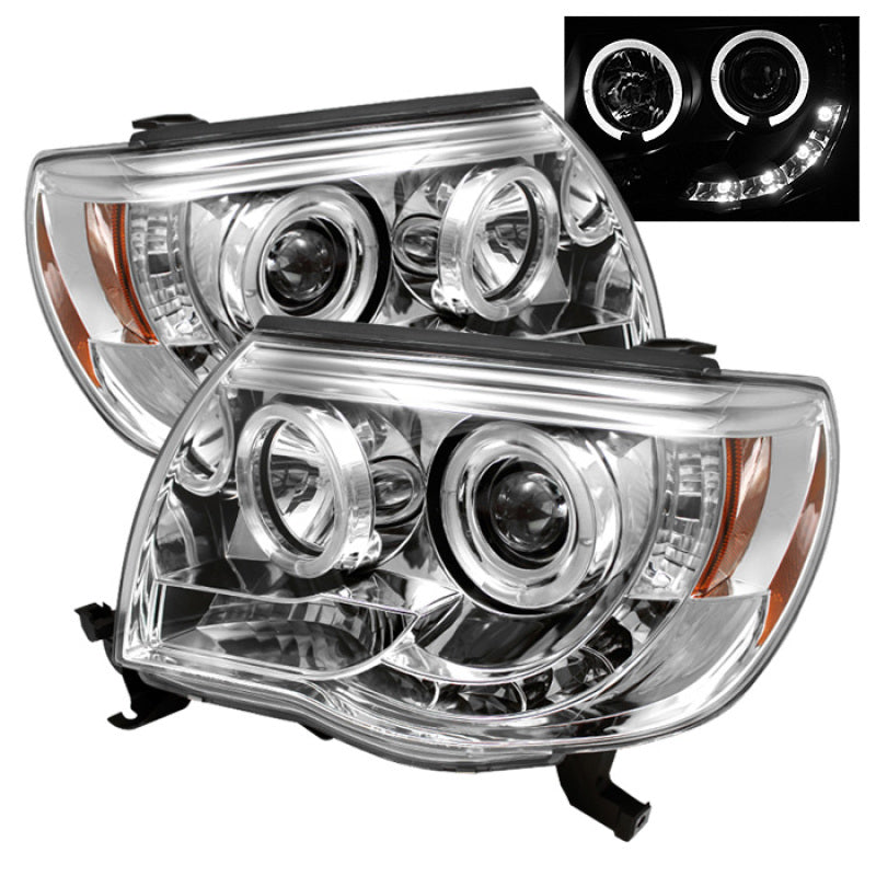 Faros delanteros de proyector Spyder Toyota Tacoma 05-11 LED Halo LED cromados H1 alto H1 bajo PRO-YD-TT05-HL-C