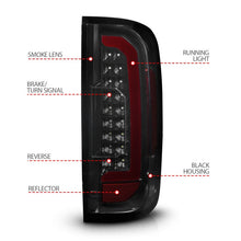 Cargar imagen en el visor de la galería, ANZO 15-21 GMC Canyon Full LED Tail Lights w/ Red Lightbar Black Housing Smoke Lens