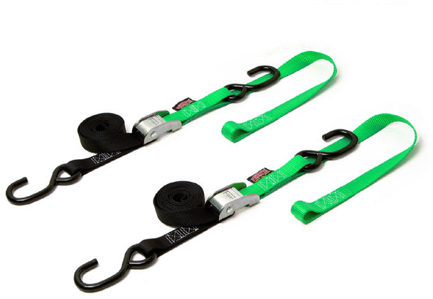 Powertye TIE-Down CAM S-Hook Soft-TYE 1"X6' Black/Green Pair (23625)