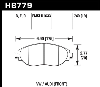 Hawk Performance Ceramic Front Brake Pads — Fits 2018-2019 Audi S3 VW Golf R GTI