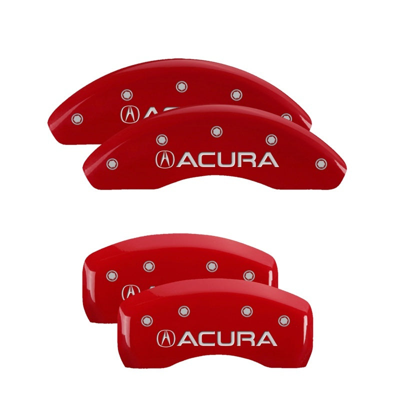 Cubiertas de pinza MGP 4 grabadas delanteras y traseras Acabado Acura Red plateado ch