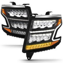 Cargar imagen en el visor de la galería, ANZO 15-20 Chevy Tahoe/Suburban LED Light Bar Style Headlights Black w/Sequential w/DRL w/Amber