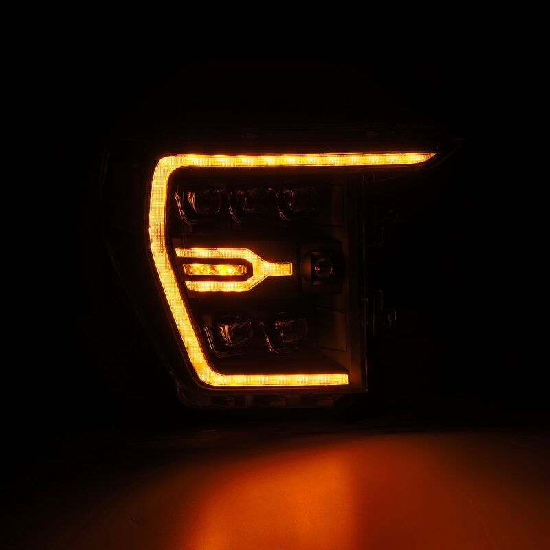 AlphaRex 21-22 Ford F-150 NOVA LED Proj Headlights Plank Style Blk w/Activ Light/Seq Signal
