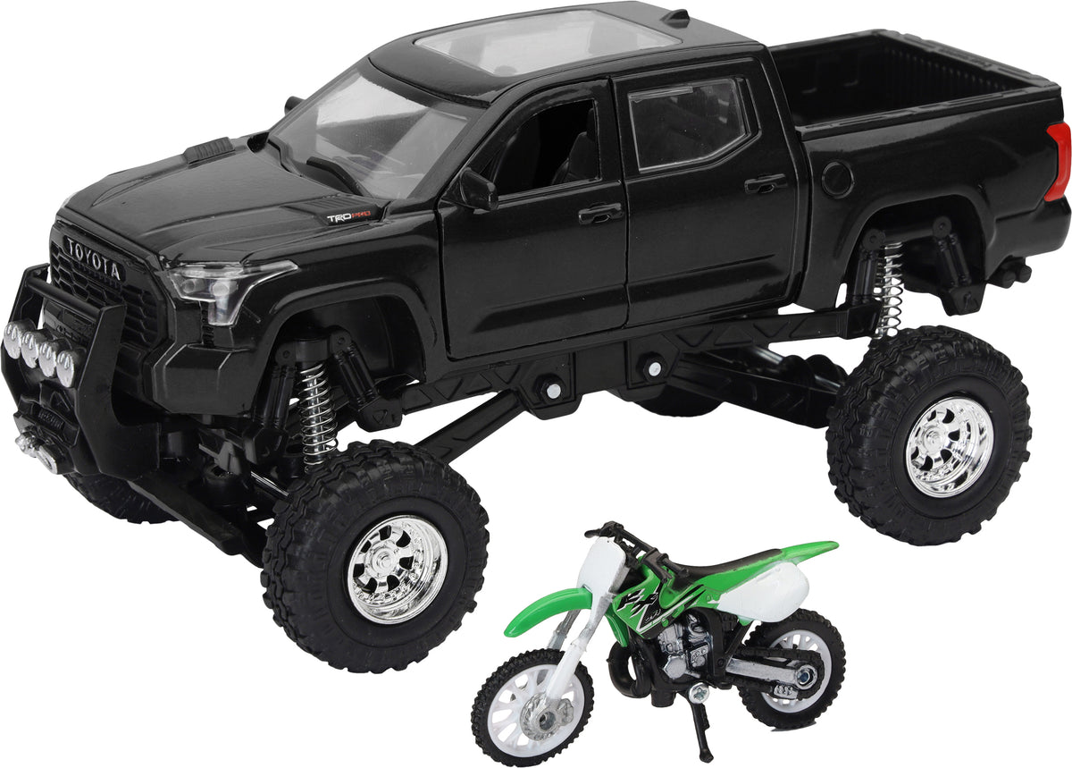 NEW-RAY Replica 4X4 Truck/Dirt Bike BLK Tundra Kawasaki (SS-54446)