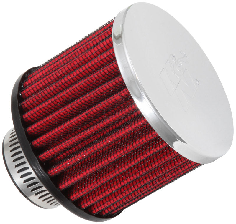 K&N 62-1390 Crankcase Vent Filter — 1.25in Flange ID x 3in OD x 2.5in H Chrome Top
