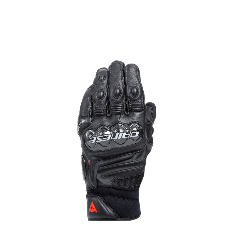 Dainese Carbon 4 Short Leather Gloves Black/Fluorescent Red - XS