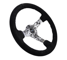 Cargar imagen en el visor de la galería, NRG Reinforced Steering Wheel (350mm / 3in. Deep) Blk Suede w/Hydrodipped Digi-Camo Spokes