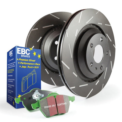 EBC Brakes S2 Greenstuff Pads and USR Slotted Rotors Kit — Fits 10-19 Nissan Altima, Maxima, Sentra