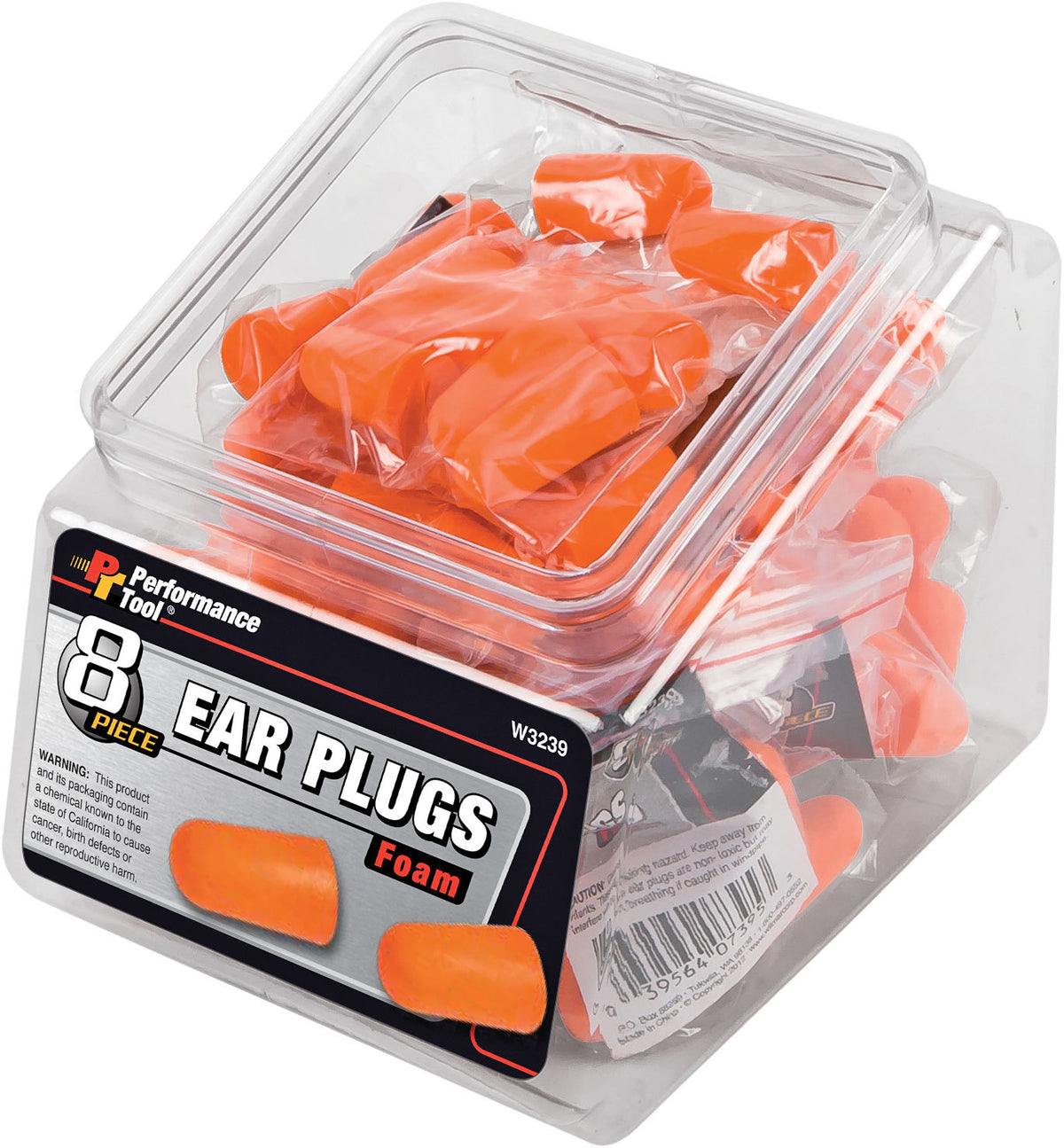 Performance Tool 8 Pack EAR Plug/12 PK w/Fishbowl Counter Display (W3239)