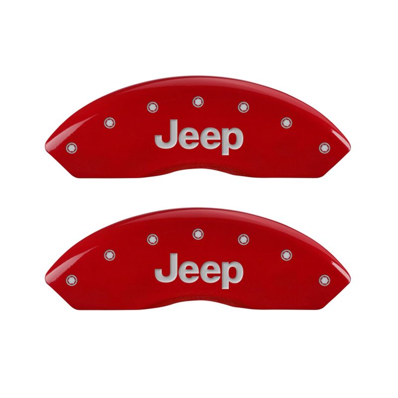 Cubiertas de pinza MGP 4 grabadas delanteras y traseras JEEP Acabado rojo plateado ch