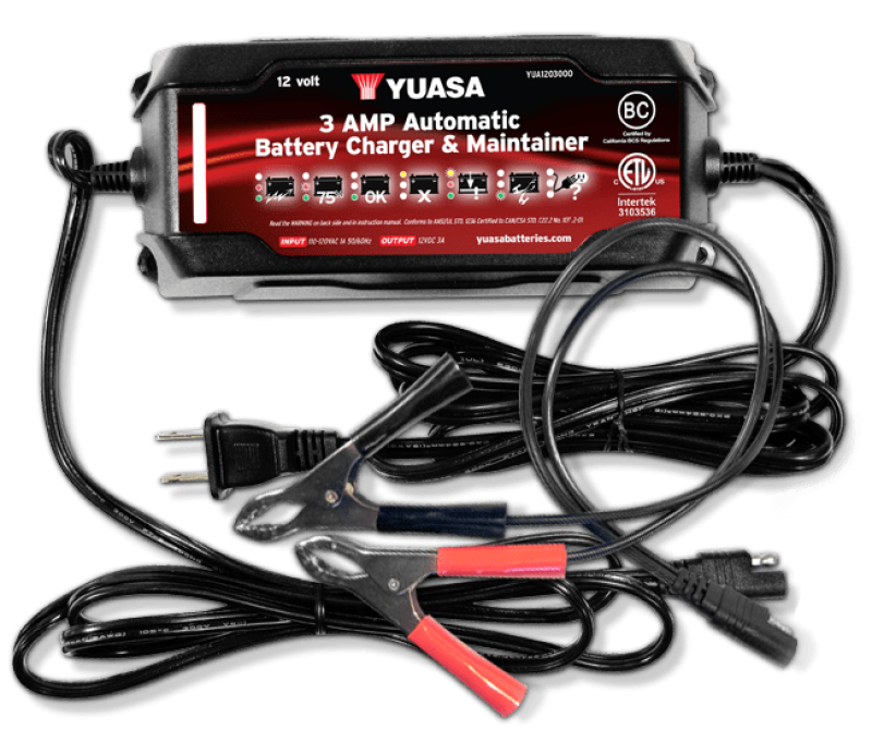 Cargador y mantenedor Yuasa de 3 amperios (12 V)