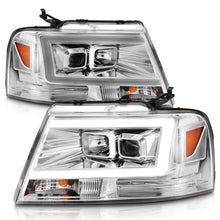 Cargar imagen en el visor de la galería, ANZO 2004-2008 Ford  F-150 Projector Headlights w/ Light Bar Chrome Housing