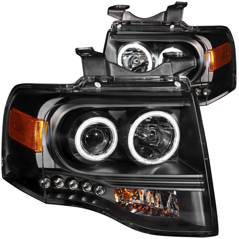 Faros delanteros con proyector ANZO 2007-2014 Ford Expedition con Halo negro