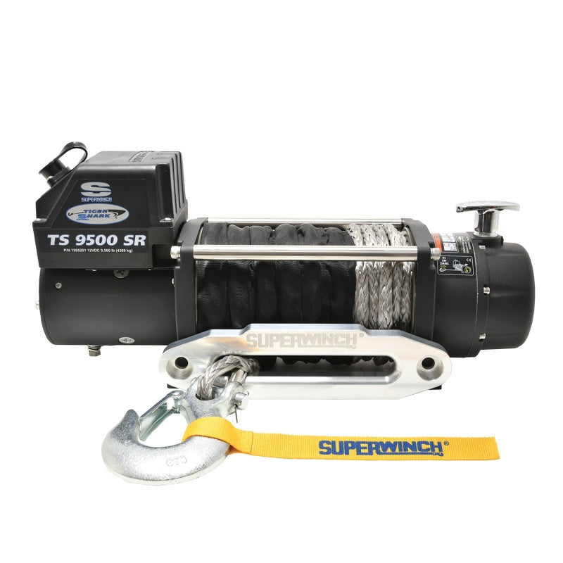 Cabrestante Superwinch de 9500 libras, 12 V CC, 3/8 in x 80 pies, cuerda sintética, cabrestante Tiger Shark 9500