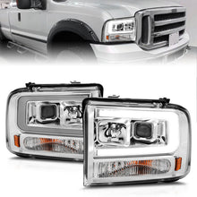 Cargar imagen en el visor de la galería, ANZO 99-04 Ford F250/F350/F450/Excursion (excl 99) Projector Headlights - w/Light Bar Chrome Housing