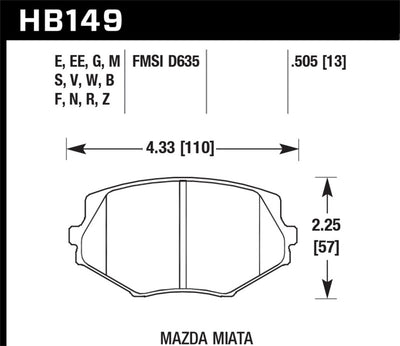 Hawk Performance HP+ Street/Track Brake Pads — Fits 1994-2005 Mazda Miata