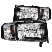 Cargar imagen en el visor de la galería, Faros delanteros de cristal de color negro para Dodge Ram ANZO 1994-2001