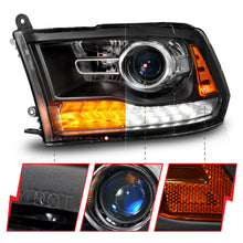 Cargar imagen en el visor de la galería, ANZO 09-18 Dodge Ram 1500/2500/3500 LED Plank Style Headlights Switchback + Sequential - Matte Black