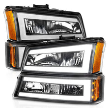 Cargar imagen en el visor de la galería, ANZO 2003-2006 Chevrolet Silverado 1500 Crystal Headlights w/ Light Bar Black Housing