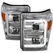 Cargar imagen en el visor de la galería, ANZO 11-16 Ford F-250/F-350/F-450 Projector Headlights w/ Plank Style Switchback Chrome w/Amber