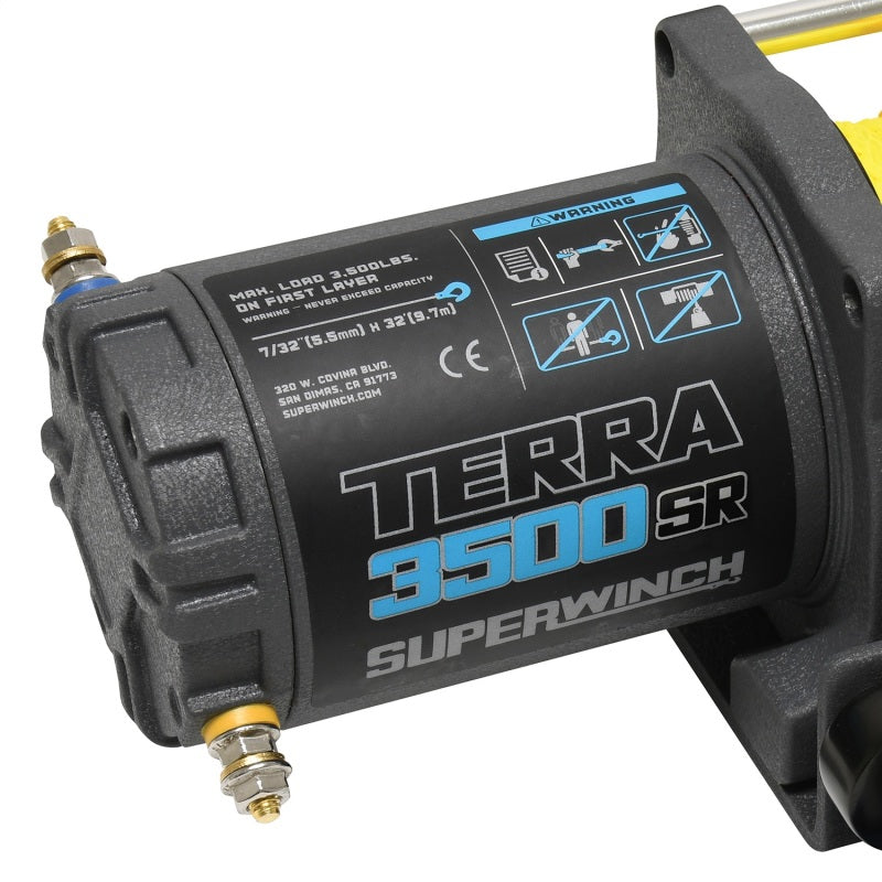 Cabrestante Terra 3500SR de Superwinch, 3500 libras, 12 V CC, 7/32 in x 32 ft, cuerda sintética, gris arrugado