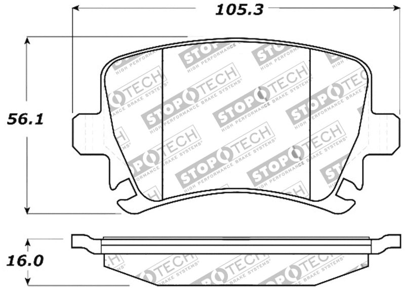 StopTech Performance Brake Pads — Fits 01-09 Audi A4, 05-09 A6, 06-13 A3, 08-14 TT, 06-10 VW GTI, Jetta, Passat, Rabbit